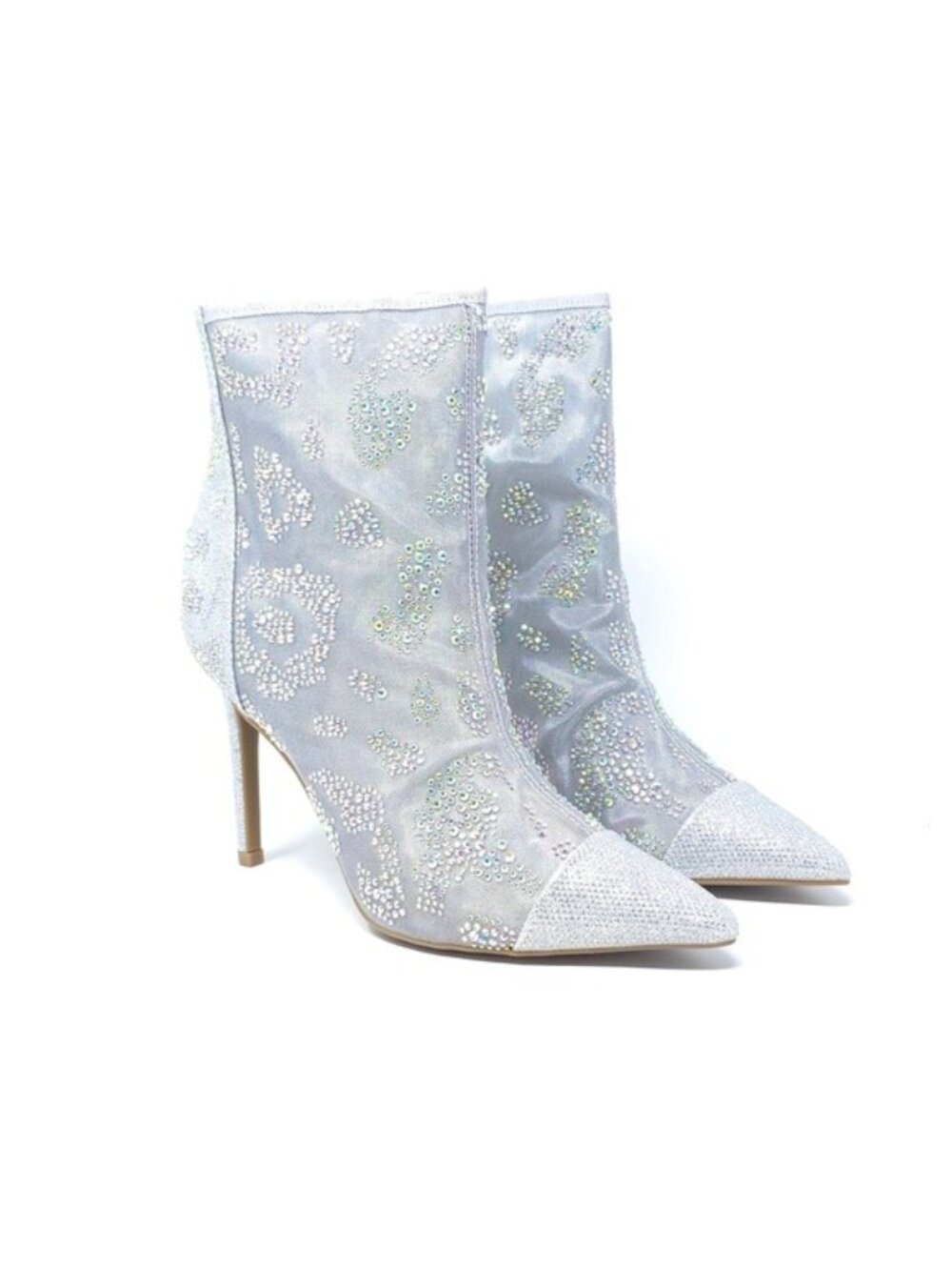 Thalia Sodi Booties Shaylene Embellished Stiletto Heel Silver Size 8M - Picture 2 of 11
